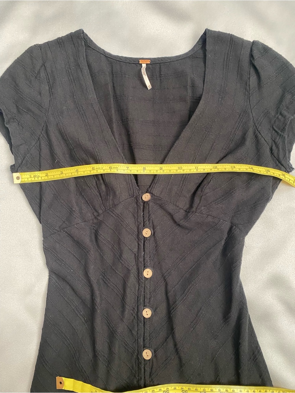 Free People Womens XS Black New In Town Midi Dress Boho Button Front V Neck - Picture 7 of 16